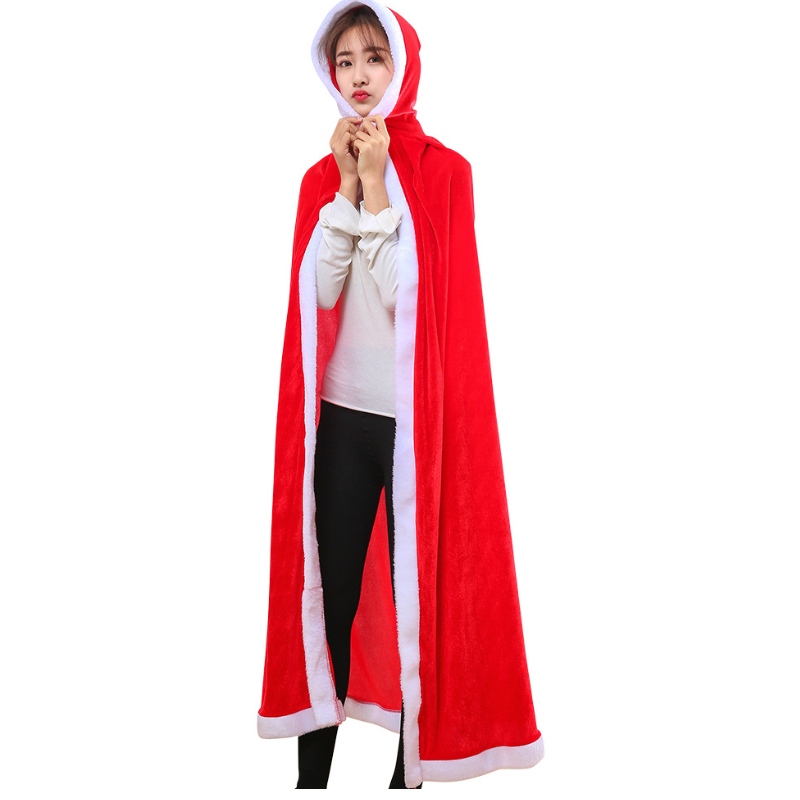 Christmas Kids Celes Adult Velvet Cloak Santa Cosplay Party Costume