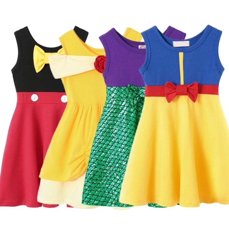 Dziewczyna letnia sukienka Dzieci Mickey Belle Knowarni bez rękawów Casual Cotton Costume Kids Birthday Ubrania księżniczki