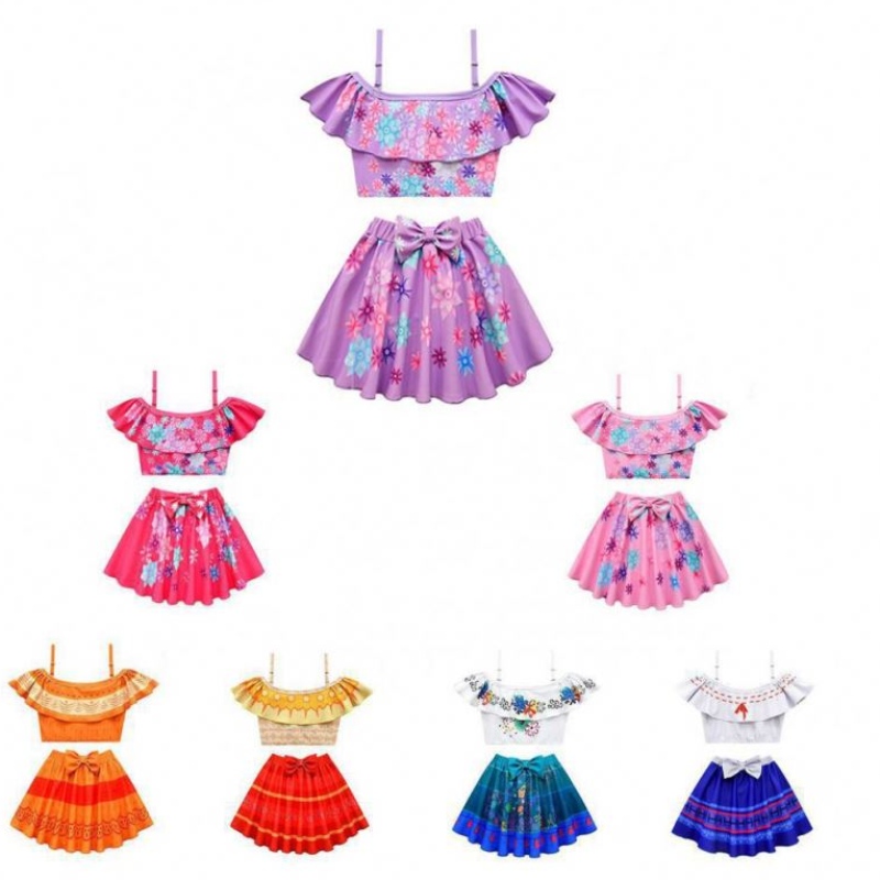 2022 Nowy kostium kostiumu stroju kostiumu Dwie komputery dla dzieci dziewczyny encanto sukienka księżniczka encanto mirabel Bathing Wear