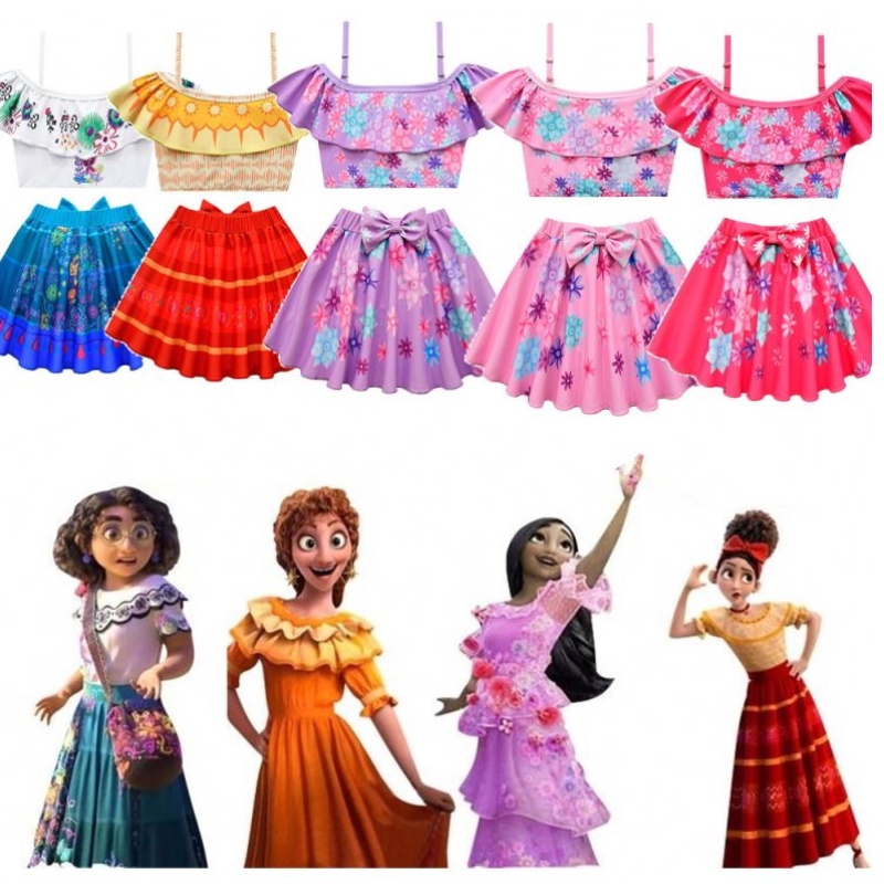 2022 Nowy kostium kostiumu stroju kostiumu Dwie komputery dla dzieci dziewczyny encanto sukienka księżniczka encanto mirabel Bathing Wear