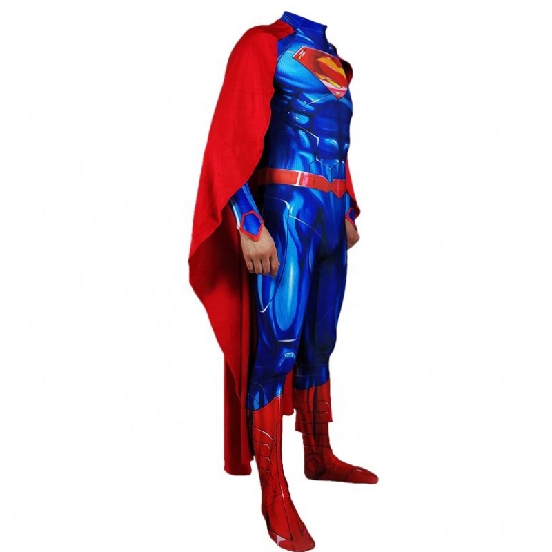 Dostawy bezpośrednie anime superbohater Zentai zestawy Halloween Bodysuit Super kostium z czerwonym płaszczem dla mężczyzny dzieci