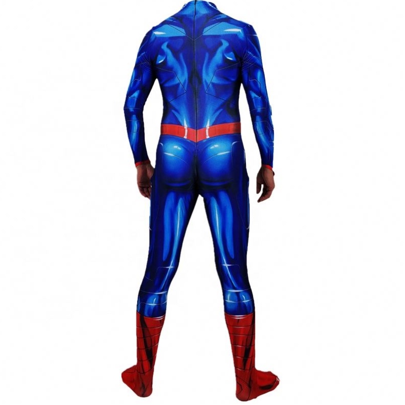 Dostawy bezpośrednie anime superbohater Zentai zestawy Halloween Bodysuit Super kostium z czerwonym płaszczem dla mężczyzny dzieci