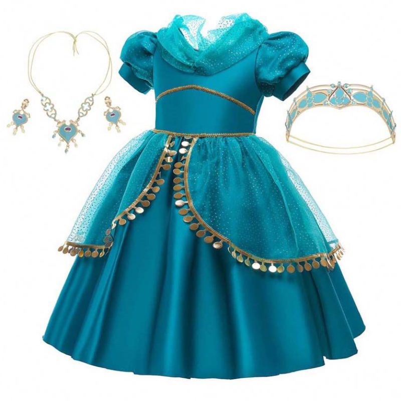 Halloweenowe małe dziewczynki Jasmine Princess Dress Aladdin Cosplay Princess Jasmine za 2-10 lat HCAL-004