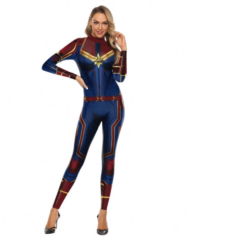 2022 Amazon New Design TV&Movie Cosplay Kostium Cyfrowy Druk Ciepła Transfer Ciepła Kapitan Marvel Postać Kostium damskie ciało