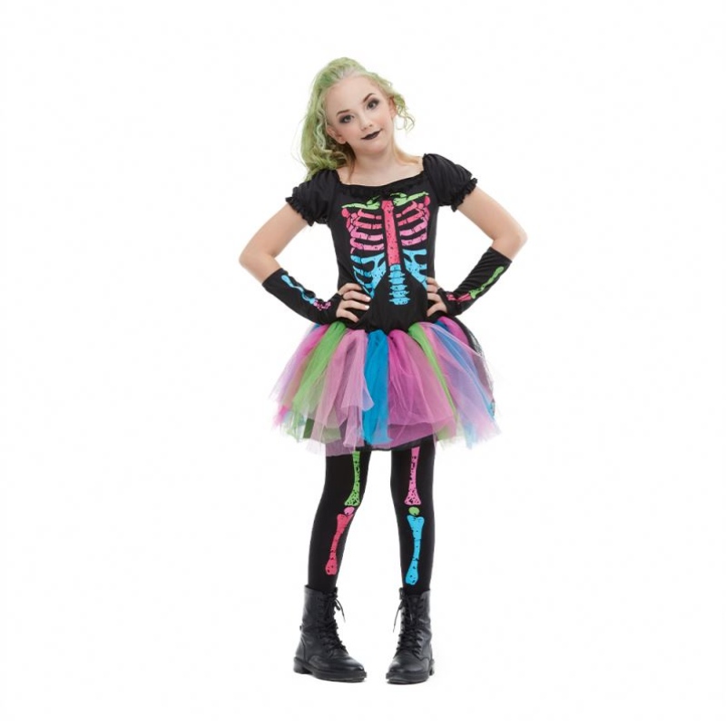 2021 Nowy przylot dziewczyny kostium maluch Funky punkowy kostium kości Halloween dla dzieci