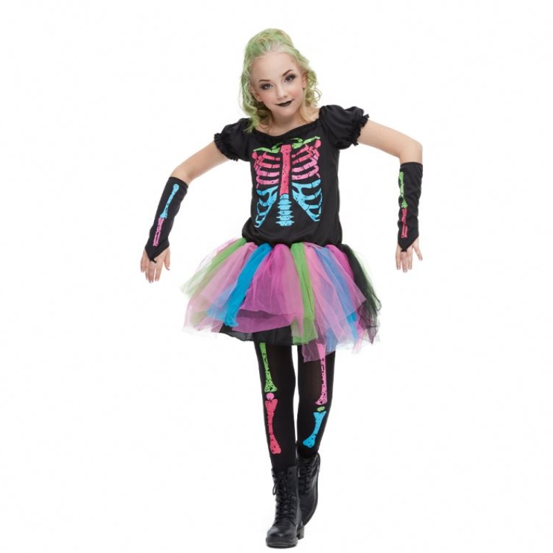2021 Nowy przylot dziewczyny kostium maluch Funky punkowy kostium kości Halloween dla dzieci
