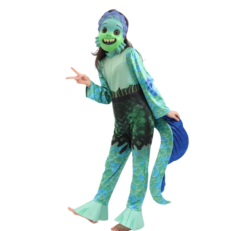 Nowy styl Kids Movie Sea Monster Cosplay Jescsuit Boys Luca Halloween Kostium dla dzieci