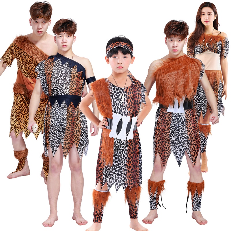 Gorąca sprzedaż dorosłych Halloween Cosplay African Primitive Wild Man Costume Children's Indian Savages Costume
