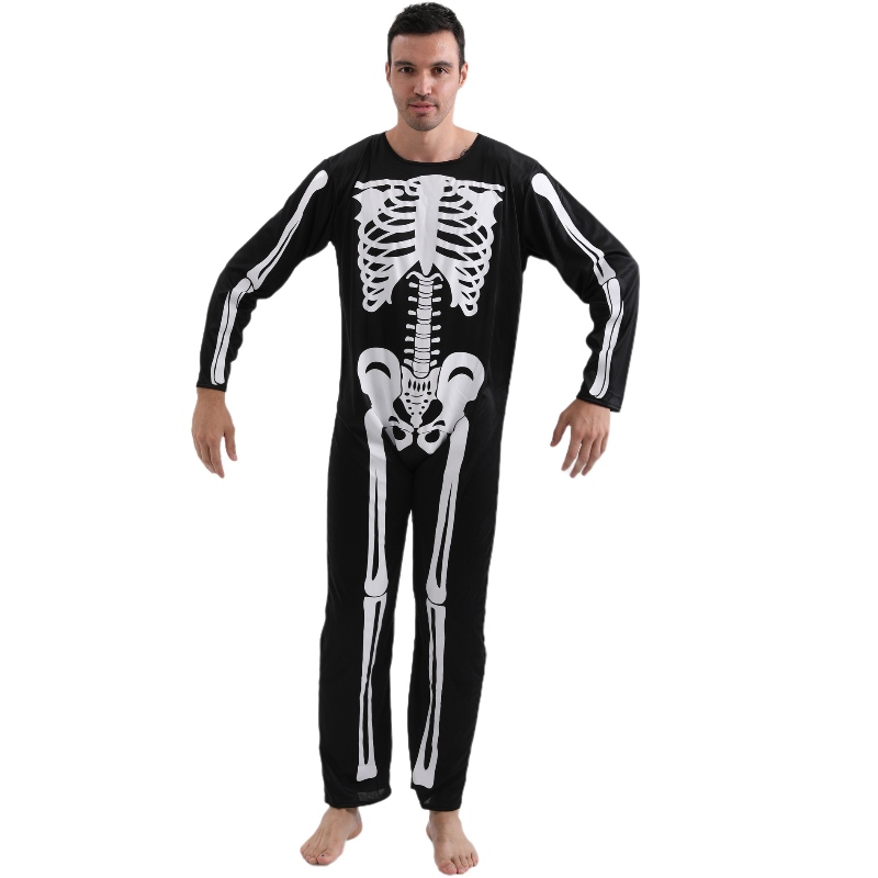 2022 Amazon dla dorosłych kombinezonu Halloween imprezowy kombinezon znadrukiem kości szkieletu dla mężczyzn