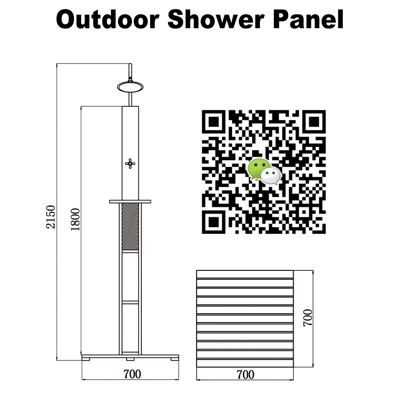 zewnętrzny panel prysznicowy CF5010, drewniany panel prysznicowy zewnętrzny, ogrodowy panel prysznicowy, wolnostojący prysznic zewnętrzny