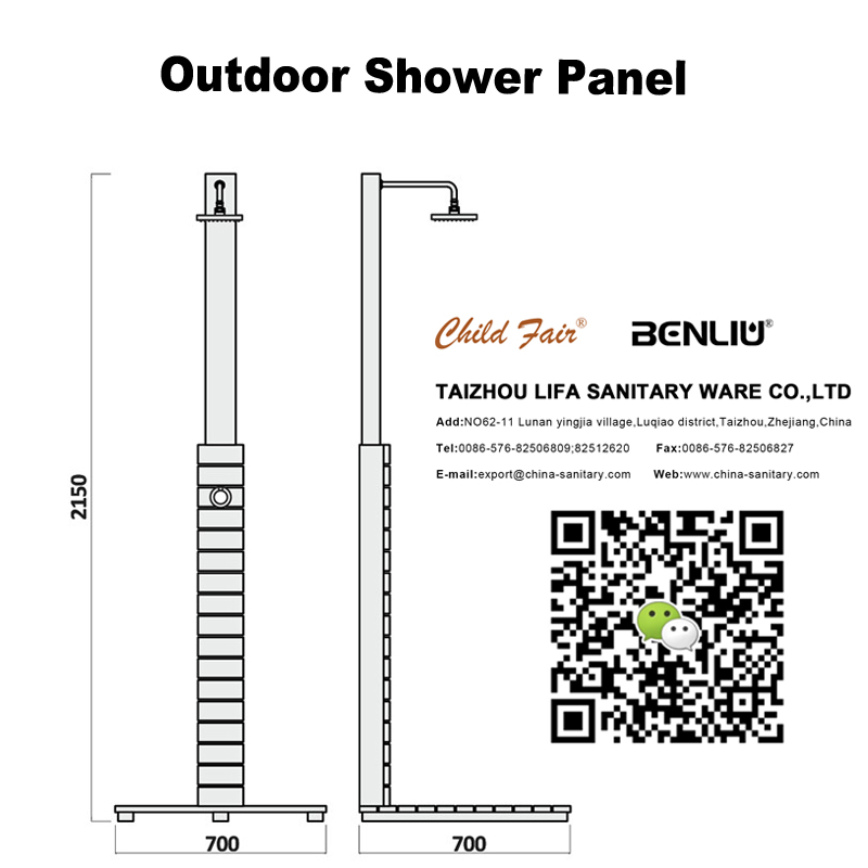 zewnętrzny panel prysznicowy CF5003, drewniany panel prysznicowy zewnętrzny, ogrodowy panel prysznicowy, wolnostojący prysznic zewnętrzny