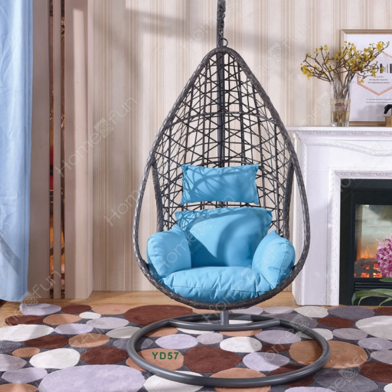 Wysokiej jakości wielokolorowe krzesło ratanowe wewnętrzne krzesło patio Egg Swing Wiszące krzesło Patio Garden Swing krzesło