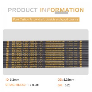 ElongArrow 32 cali 3,2 mm Wysoki moduł Wałk z włókna węglowego dla łuczników