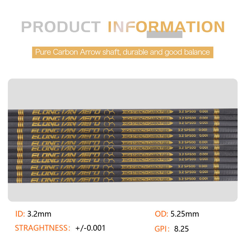 ElongArrow 32 cali 3,2 mm Wysoki moduł Wałk z włókna węglowego dla łuczników