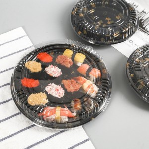 Dostosuj okrągłe sushina wyjazd pudełko, ekologiczne recyklingowe jednorazowe sushi pudełko z pokrywką