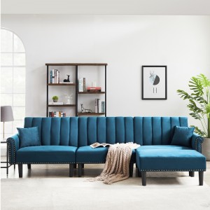 Tkanina Chaise Sectional Sofa Salon Rozkładana sofa