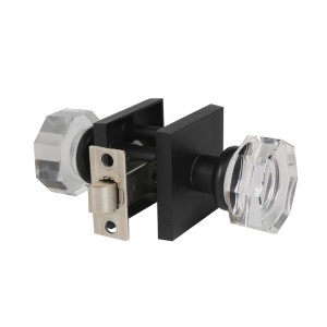 S2603 Clear Glass Kryształowe pokrętła drzwi, wnętrze, okrętki kształtu prywatności pokrętła do sypialni/bathroom, matowy czarny