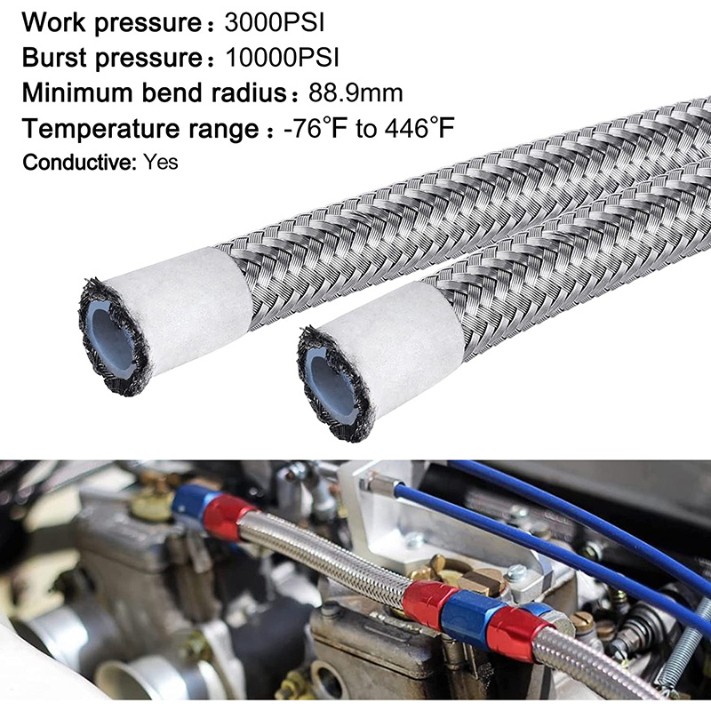 PTFE E85 Węża paliwowa wążnierdzewna warkoczona