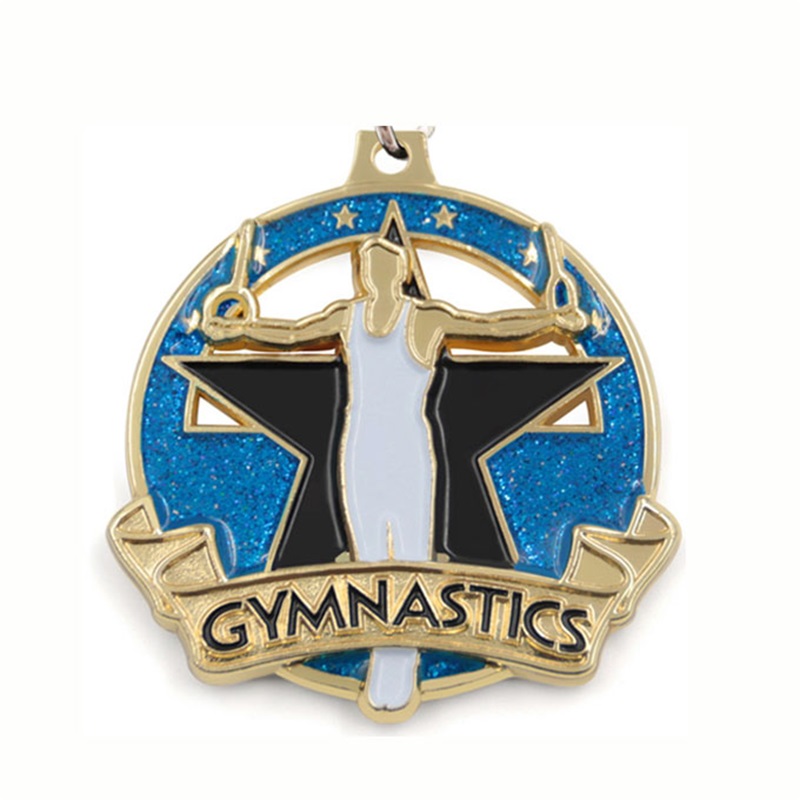 Niestandardowe medale szkliwa 18k Gold kwadratowy prostokąt Medallion Medallion Pendant Medal Gymnastics
