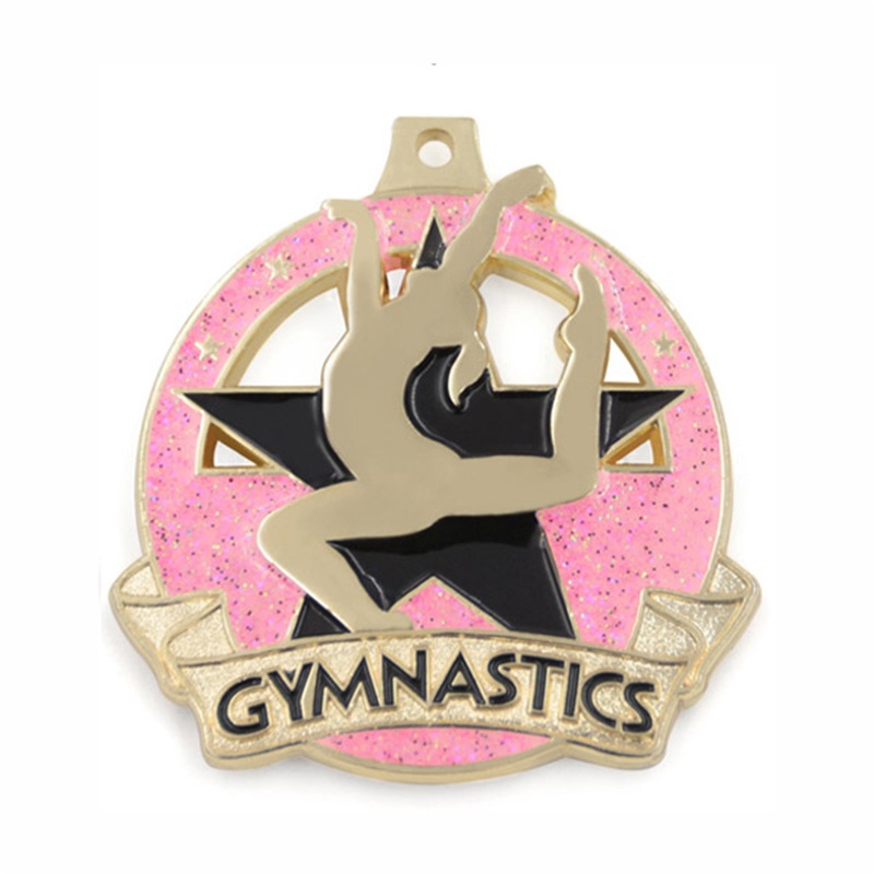 Niestandardowe medale szkliwa 18k Gold kwadratowy prostokąt Medallion Medallion Pendant Medal Gymnastics