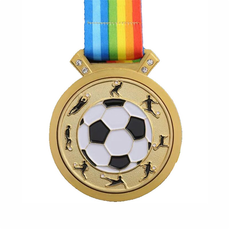 Gag Design Metal 3D Logo Football Soccer Race Sports Gold Award Medals Factory Factory Medal z wstążką