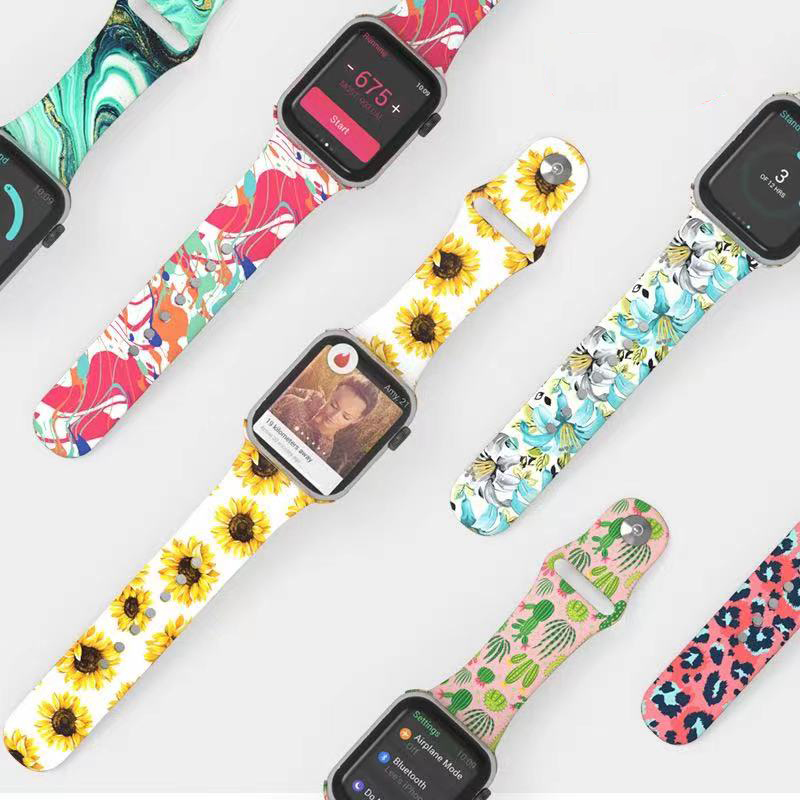 Dostosowane miękkie drukowane gumowe sportowe paski do zegarków dla Apple Iwatch
