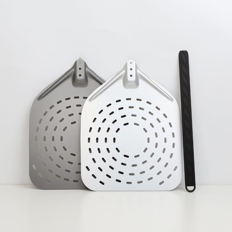 Odłączany uchwyt anodowany 12 cali/13inch/14inch perforowany aluminiowy pizza pizza pizza pizza pizza pizza pizza z czterema kółkami z czterema kółkami