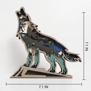 3D Wooden Animal Wolf