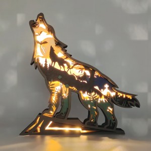 3D Wooden Animal Wolf