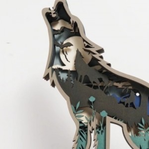 3D Wooden Animal Wolf