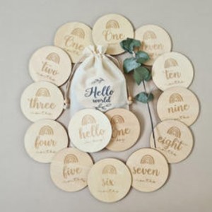 Drewniany artefakt Ciążarny Miesiąc Dziecka Karta Milestone Drewniana Miesięczna Karta Pamiątkowa Rosnąca Karta