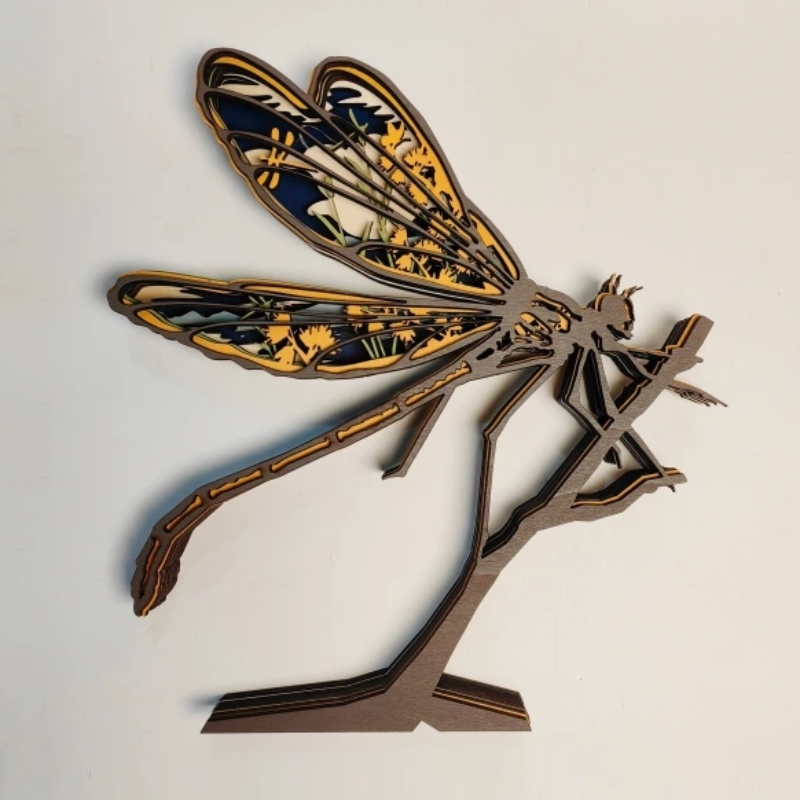 3D Animal Wooden Dragonfly Decoration