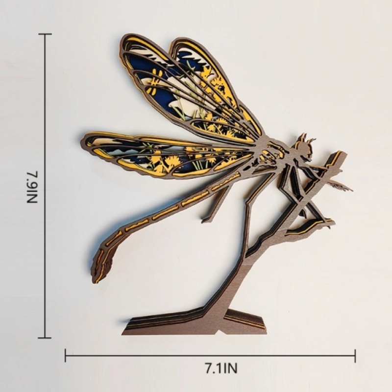 3D Animal Wooden Dragonfly Decoration