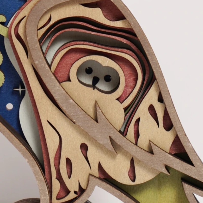 3D Sowa Drewniana dekoracja artefaktów