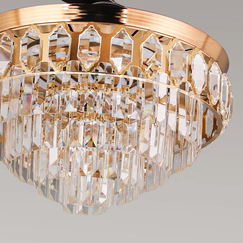 K007 żyrandol wentylator sufitowy z światłem ze zdalnym 42 -calowym kolorem 3 z żyrandolą wentylatora kryształowego głośnika