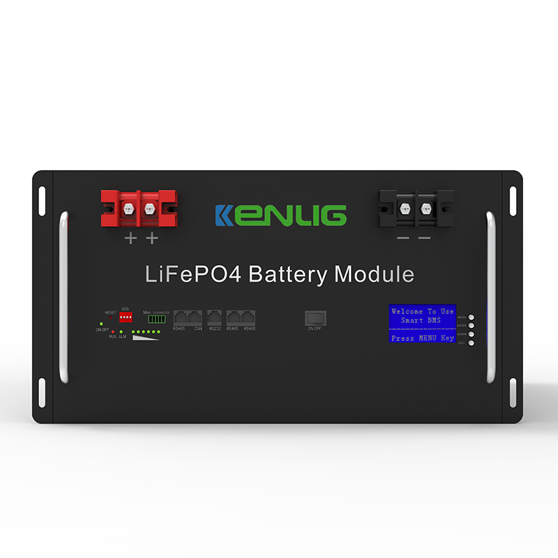 Zamontowany w stojaku 48V 100/150 200AH LifePo4 Urządzenia domowe ustawialne RS232/RS485/CAN KOMUNIKACJA Szybka bateria litowo -jonowa z LCD
