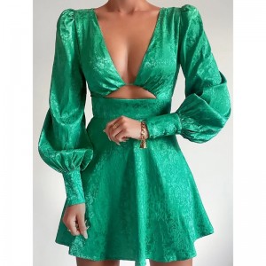 Voll-de-deck puste jak sukienka Lantern Short Sukienka Spring Spring Spring vintage w stylu A-line sukienka