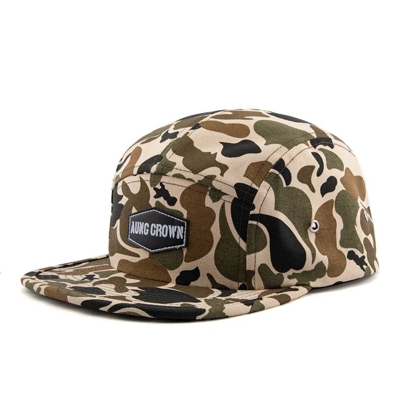 Niestandardowe wysokiej jakości wygodne czapki z płaskim brzegiem snapback dzieci 5 panel camp kapelusz ze skórzaną patchą