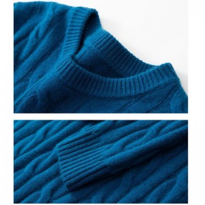 Kabelna okrągłym szyi mężczyzn Kwiat ciepły siedmiocześnie zagęszczony sweter