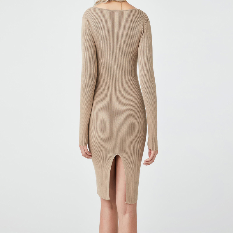 Najlepsza jakość Hot Marketing Square Kołnierz Kołek dla kobiet Seksowna sukienka Bodycon Sexy Rib Bodycon