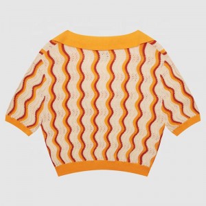 2023 Nowy projekt Niestandardowy Kobiet Knitwear V Szyjka luźna kolorowa wiosenna wiosna T-shirty Krótkie rękawowe sweter kardiganowy
