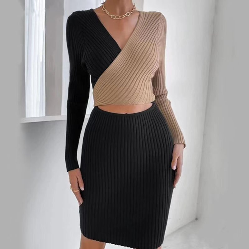 OEM Projekt mody fantazyjna sexy w stylu sukienka Sweter 7GG V szyja anty-hopowy dzianin