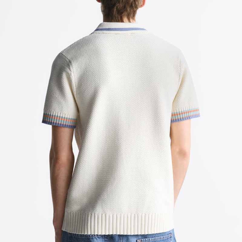 Polo Shirt Man Top Botton Knited Men Lekkie w paski rękawy Polo Sweter