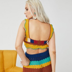 Głębokie ręcznie robione szydełkowe szydełko Seksowne ubrania z ubraniana krawędzi