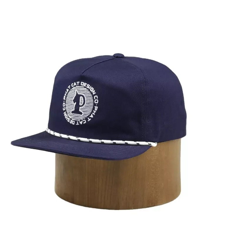 Niestandardowe logo projektu OEMnieustrukturyzowane 100%nylonowe kapelusz snapback z liną