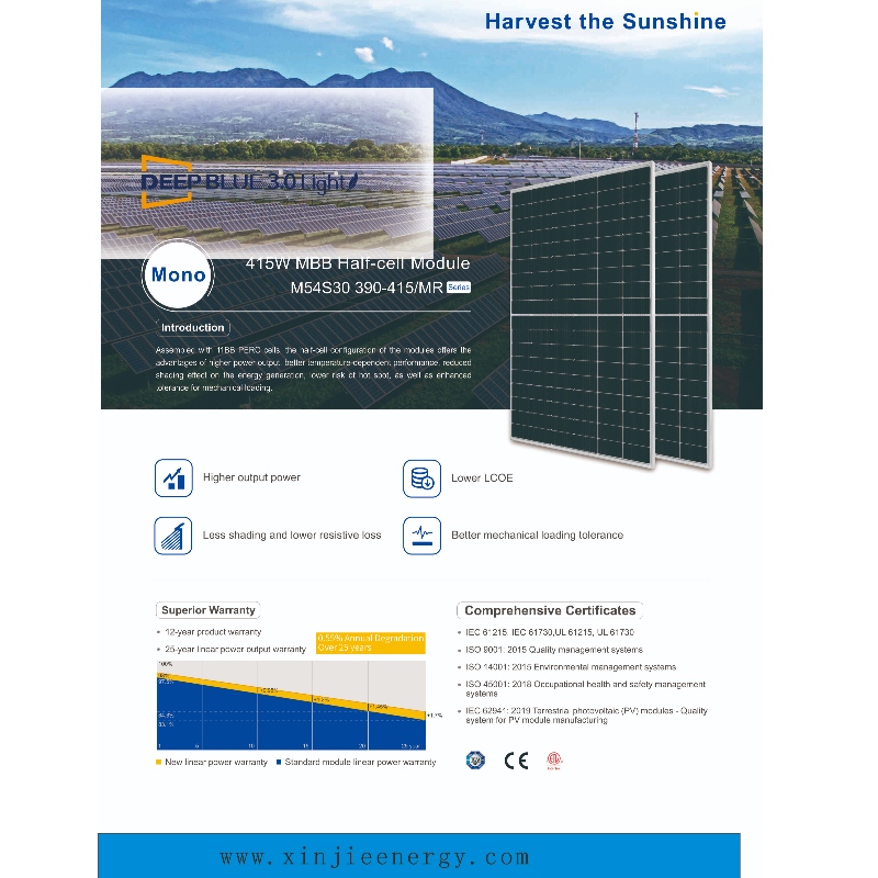 Nowy projekt paneli energii słonecznej System 390-415 W Sprzedaż online