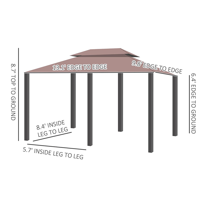 10 \\ 'x 13 \\' Outdoorowa miękka altana pergola z zasłonami, 2-poziomowa altana stalowana patio, Khaki