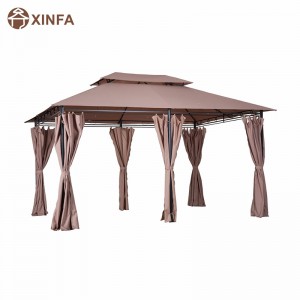 10 \\\\ \'x 13 \\\\\' Outdoorowa miękka altana pergola z zasłonami, 2-poziomowa altana stalowana patio, Khaki