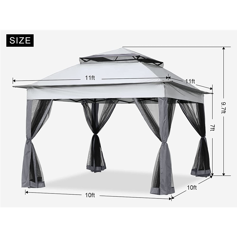 Garden Supplies Pergola Aluminium Aluminium Gaza Outdoor Aktywność Zastosowanie z Mosquito Net, Grey