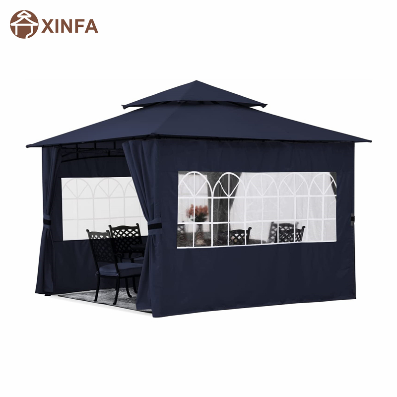 10'x10 ’zewnętrzna altanana patio z bocznymi ścianami z okna kościoła,niebieski